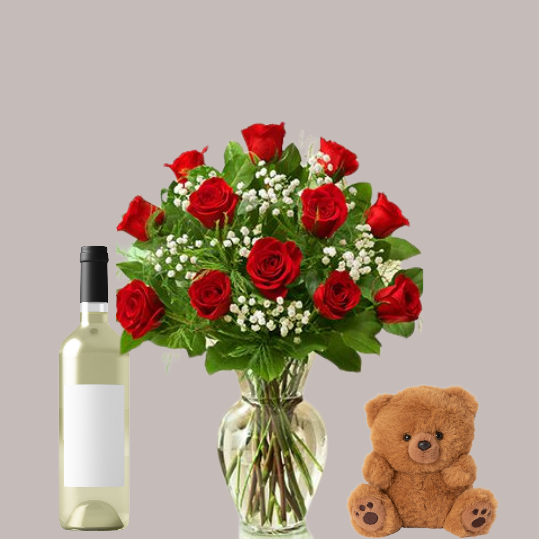 Garnet Grace with Wine and Teddy Bear
