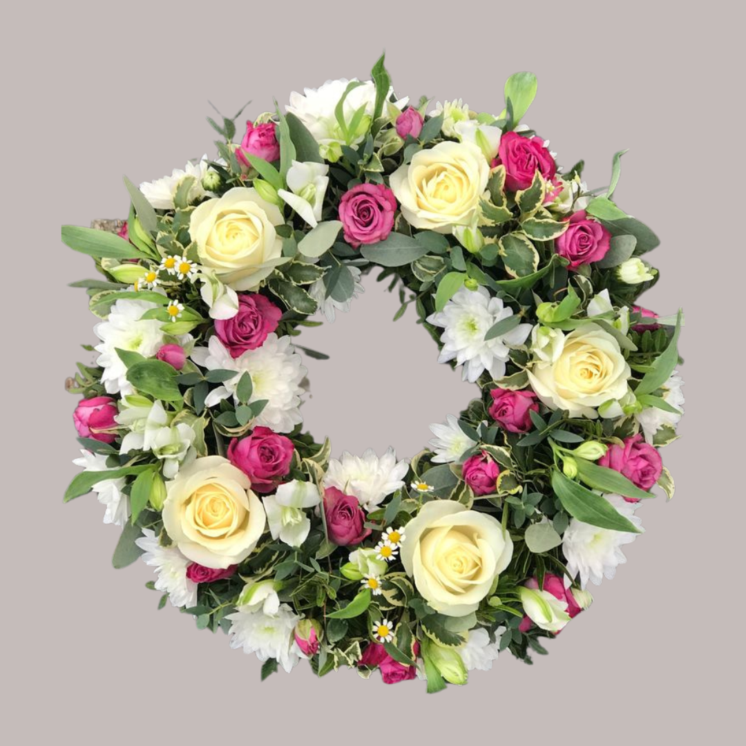 Pink and White Floral Wreath