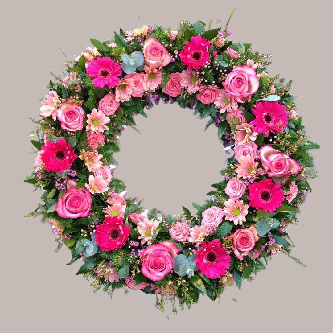 Pink Serenity Funeral Wreath